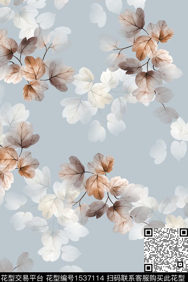 女装绿植树叶春夏华亿平台数码印花华亿平台下载（图片编号: 1537114） - 瓦栏（Walan）