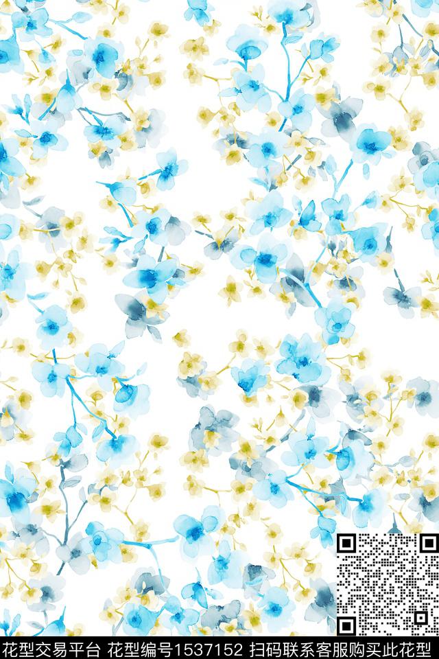 花卉年轻女性小清新数码印花华亿平台下载（图片编号: 1537152） - 瓦栏（Walan）