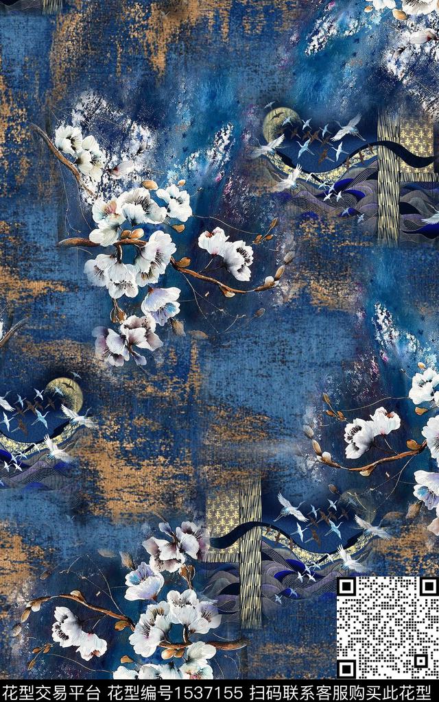 手绘中老年香云纱数码印花华亿平台下载（图片编号: 1537155） - 瓦栏（Walan）