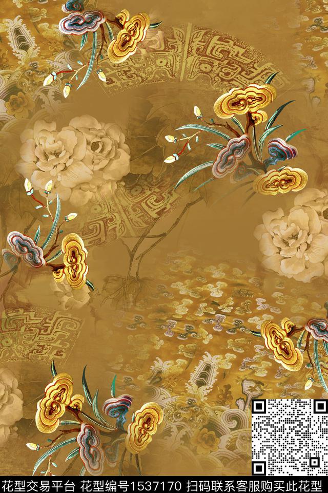 复古真丝香云纱数码印花华亿平台下载（图片编号: 1537170） - 瓦栏（Walan）