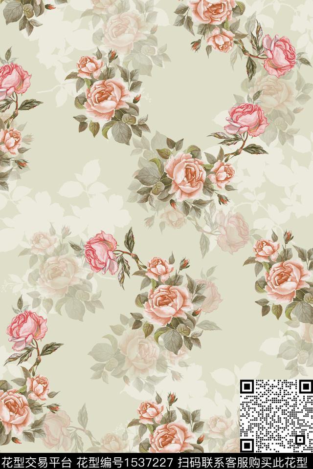 花卉影花数码印花数码印花华亿平台下载（图片编号: 1537227） - 瓦栏（Walan）