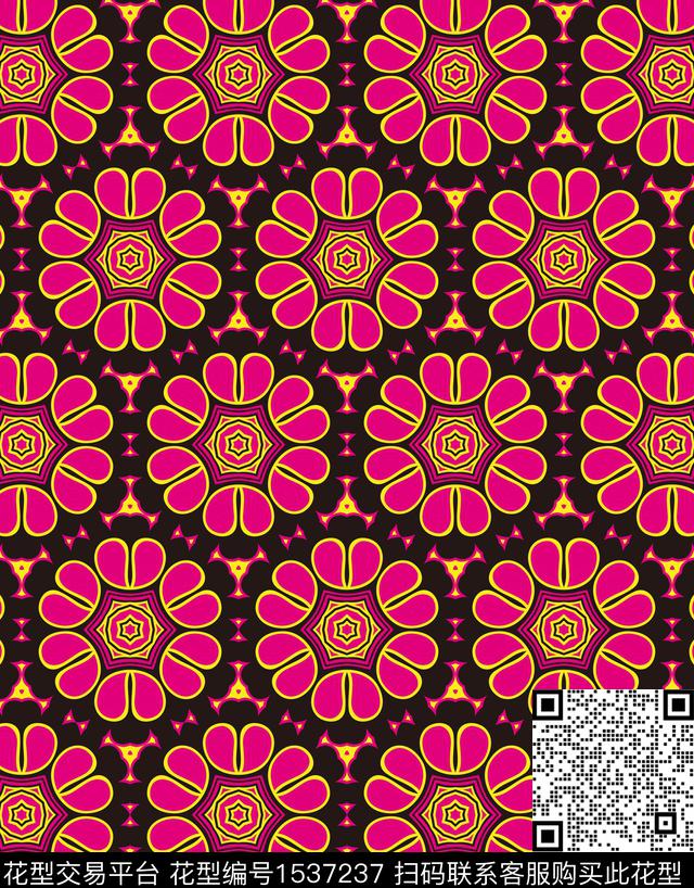 镜像对称传统纹样传统印花华亿平台下载（图片编号: 1537237） - 瓦栏（Walan）