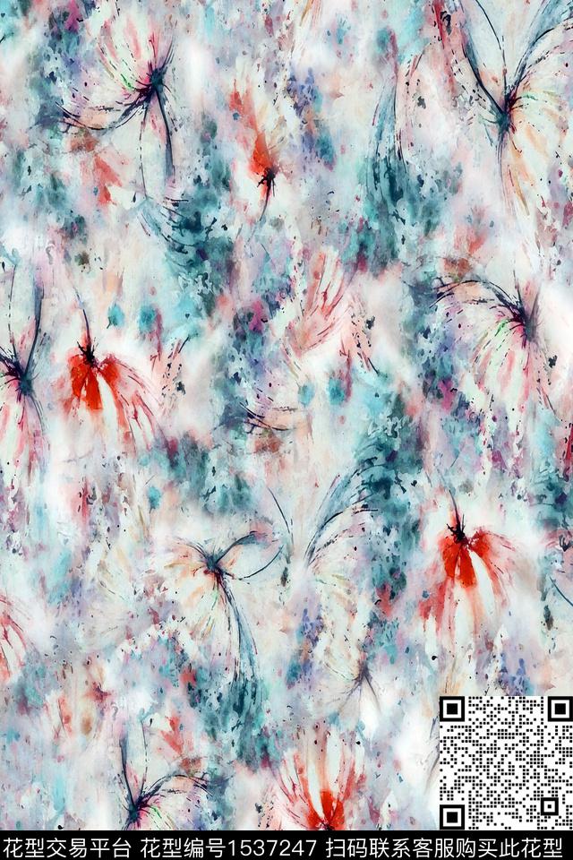 肌理抽象抽象花卉数码印花华亿平台下载（图片编号: 1537247） - 瓦栏（Walan）