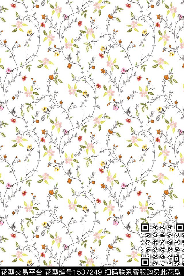 花卉清爽春夏华亿平台数码印花华亿平台下载（图片编号: 1537249） - 瓦栏（Walan）