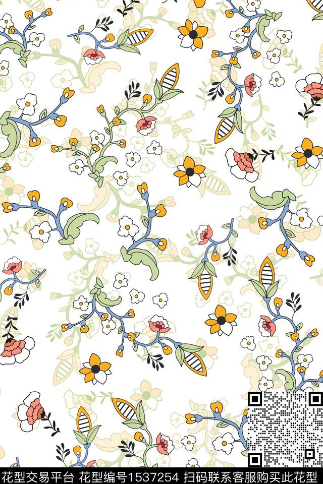 花卉春夏华亿平台小碎花数码印花华亿平台下载（图片编号: 1537254） - 瓦栏（Walan）