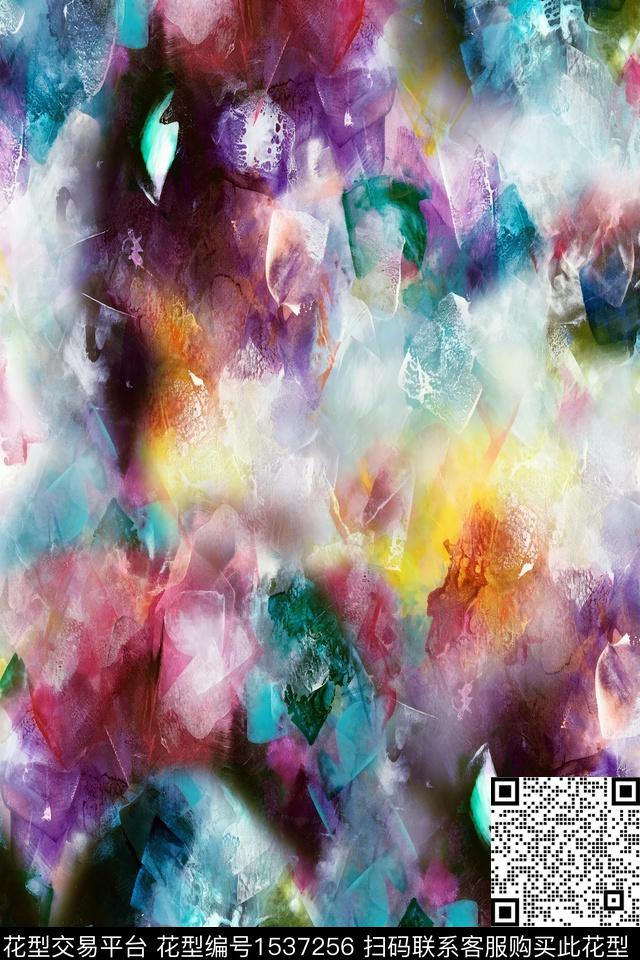肌理抽象炫彩数码印花华亿平台下载（图片编号: 1537256） - 瓦栏（Walan）