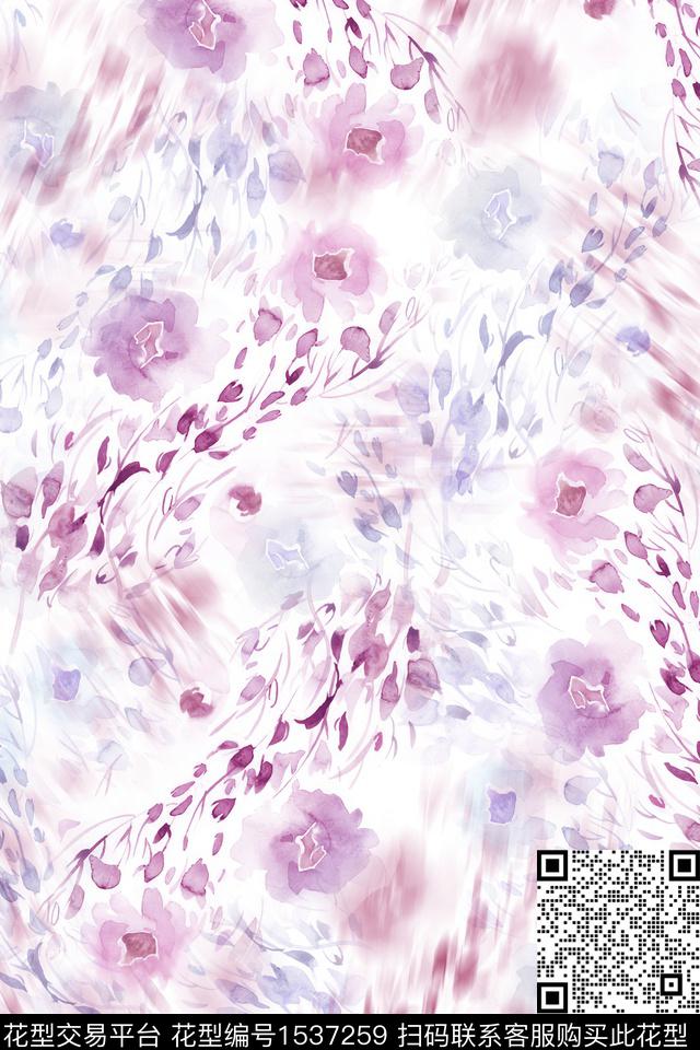 水彩花卉肌理数码印花华亿平台下载（图片编号: 1537259） - 瓦栏（Walan）