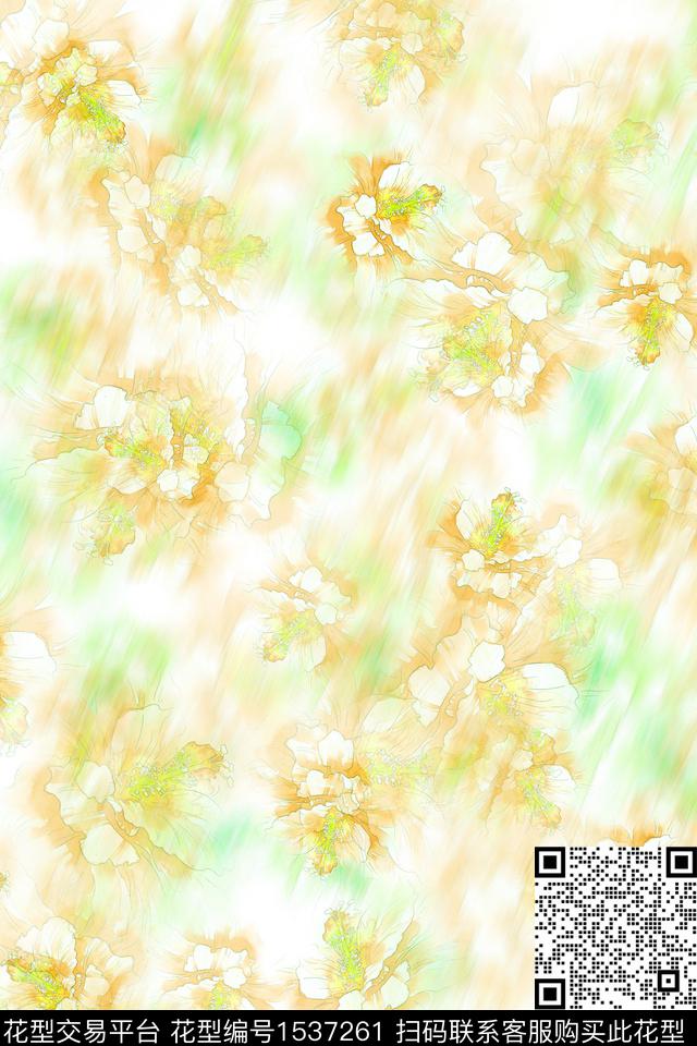 水彩花卉肌理数码印花华亿平台下载（图片编号: 1537261） - 瓦栏（Walan）