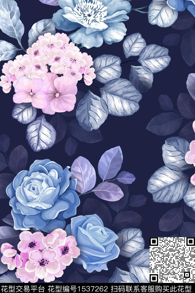 女装花卉植物数码印花华亿平台下载（图片编号: 1537262） - 瓦栏（Walan）