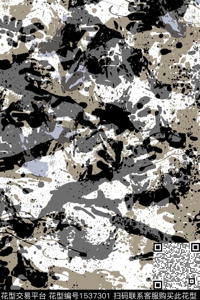 休闲抽象男装肌理数码印花华亿平台下载（图片编号: 1537301） - 瓦栏（Walan）