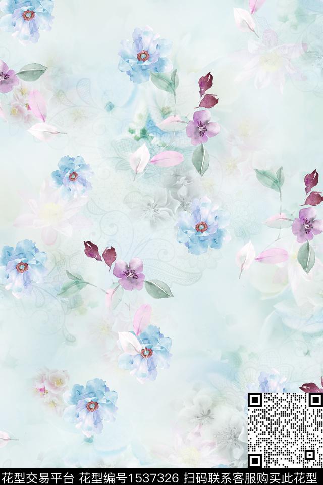 花卉小碎花水彩数码印花华亿平台下载（图片编号: 1537326） - 瓦栏（Walan）