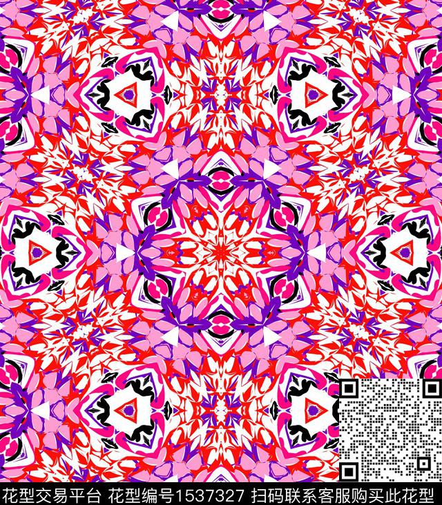 抽象几何趋势华亿平台传统印花华亿平台下载（图片编号: 1537327） - 瓦栏（Walan）