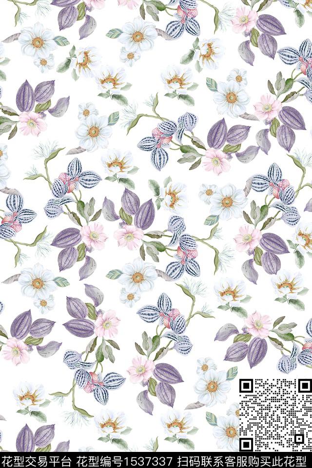 绿植树叶花卉女装数码印花华亿平台下载（图片编号: 1537337） - 瓦栏（Walan）