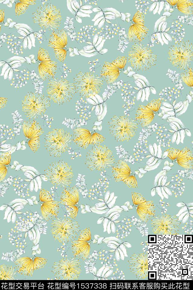 绿植树叶花卉女装数码印花华亿平台下载（图片编号: 1537338） - 瓦栏（Walan）