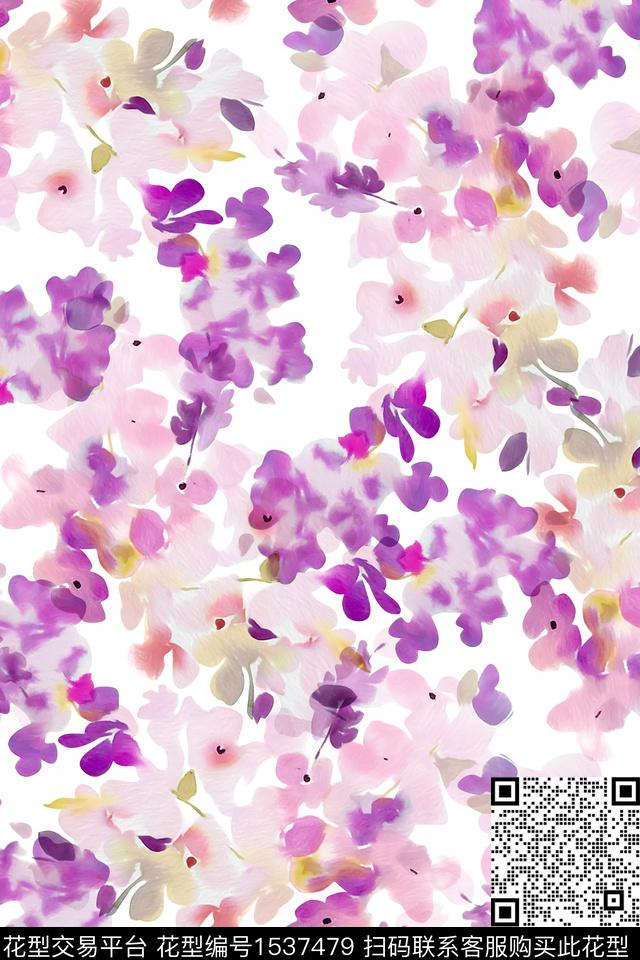 肌理真丝小碎花数码印花华亿平台下载（图片编号: 1537479） - 瓦栏（Walan）