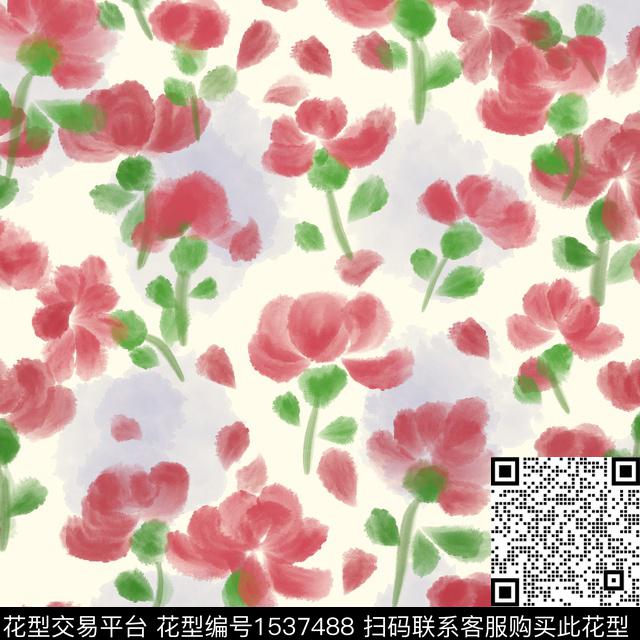 绿植树叶手绘花卉花卉传统印花华亿平台下载（图片编号: 1537488） - 瓦栏（Walan）