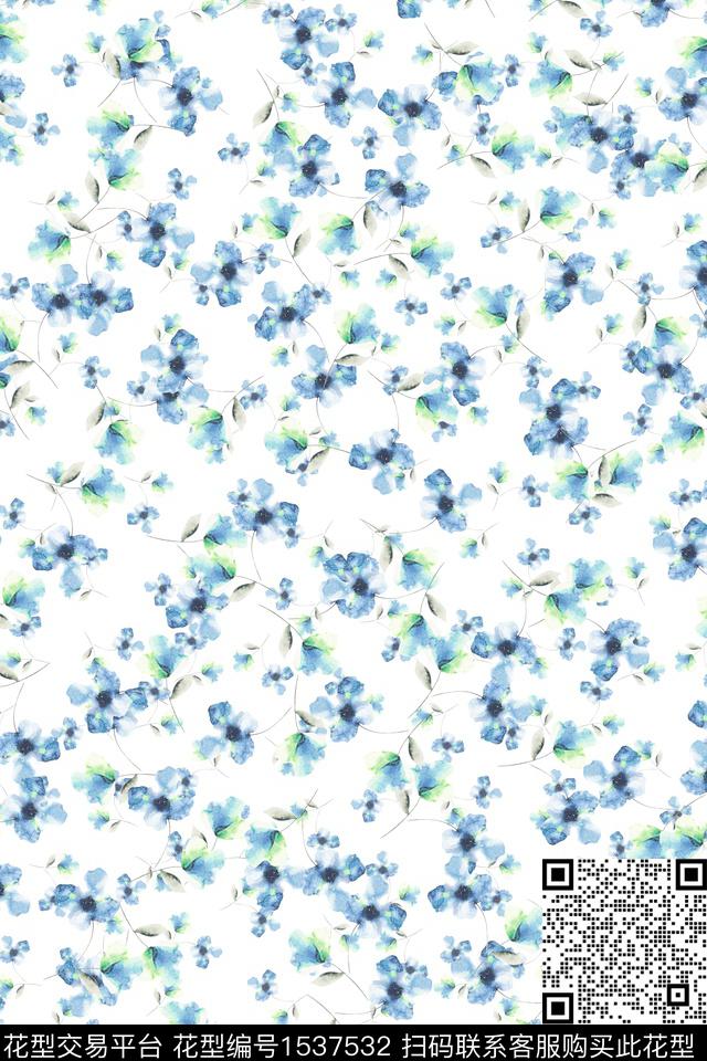 年轻女性花卉小清新数码印花华亿平台下载（图片编号: 1537532） - 瓦栏（Walan）
