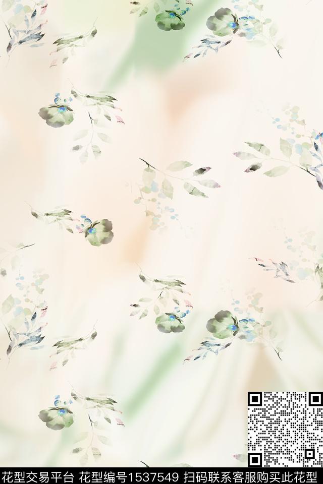 花卉肌理女装数码印花华亿平台下载（图片编号: 1537549） - 瓦栏（Walan）