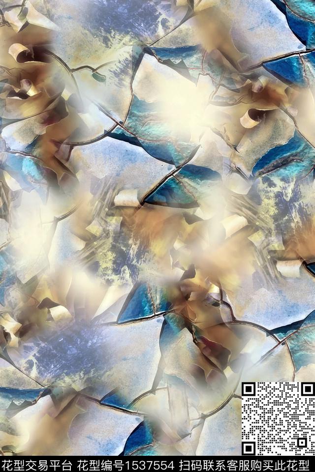 拼接抽象女装数码印花华亿平台下载（图片编号: 1537554） - 瓦栏（Walan）