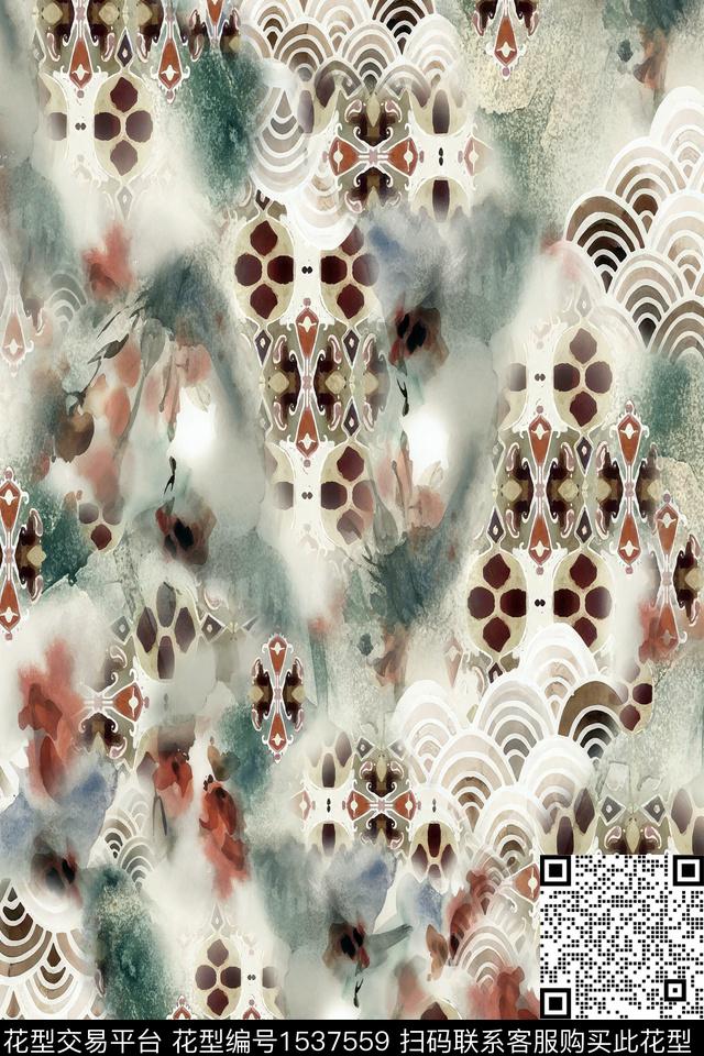 肌理民族风数码印花华亿平台下载（图片编号: 1537559） - 瓦栏（Walan）