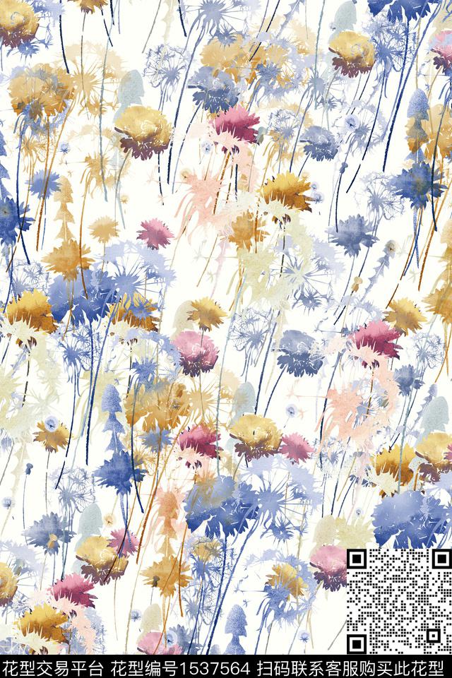 水彩花卉小碎花数码印花华亿平台下载（图片编号: 1537564） - 瓦栏（Walan）