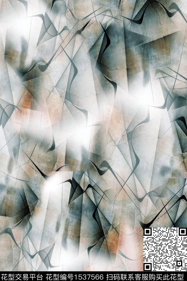 肌理抽象几何数码印花华亿平台下载（图片编号: 1537566） - 瓦栏（Walan）
