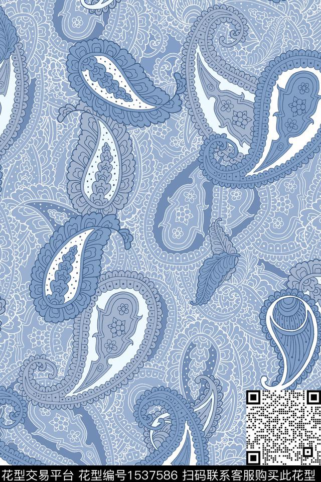 佩斯利传统印花民族风数码印花华亿平台下载（图片编号: 1537586） - 瓦栏（Walan）