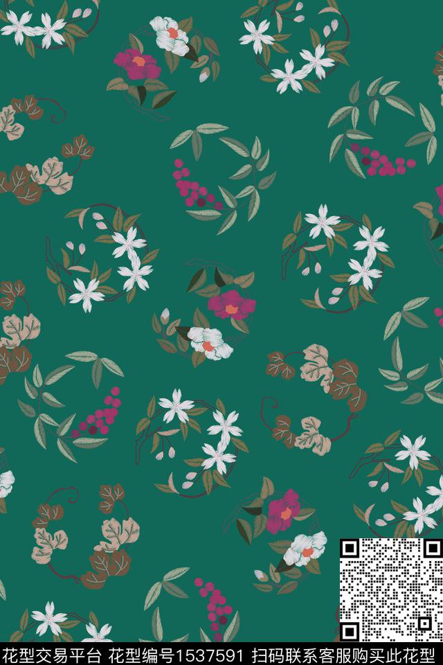 花卉大牌风民族风数码印花华亿平台下载（图片编号: 1537591） - 瓦栏（Walan）