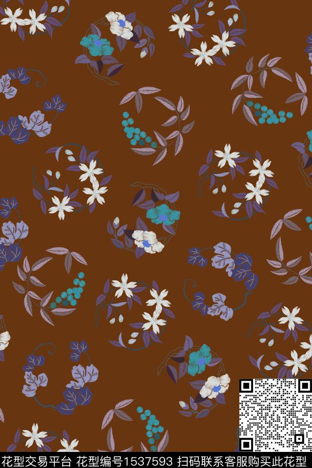 花卉大牌风民族风数码印花华亿平台下载（图片编号: 1537593） - 瓦栏（Walan）
