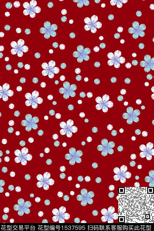 几何花卉大牌风数码印花华亿平台下载（图片编号: 1537595） - 瓦栏（Walan）