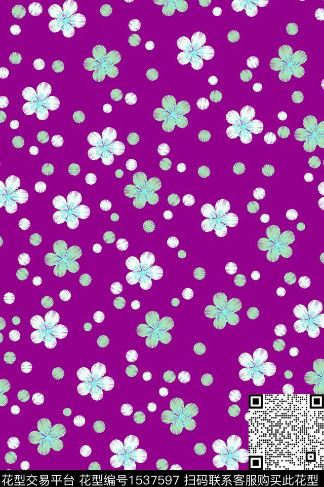 几何花卉大牌风数码印花华亿平台下载（图片编号: 1537597） - 瓦栏（Walan）