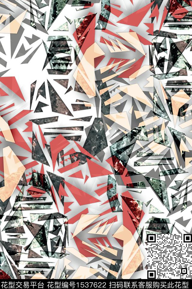 休闲几何抽象男装数码印花华亿平台下载（图片编号: 1537622） - 瓦栏（Walan）