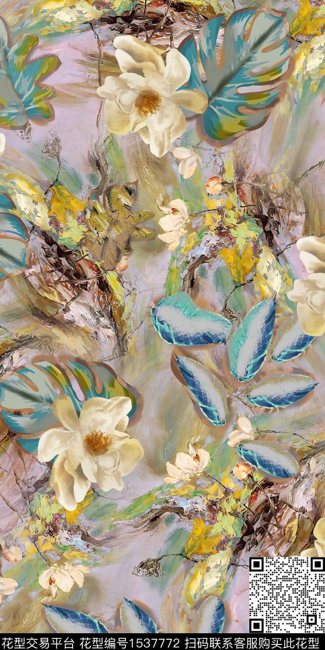 花卉印花油画数码印花华亿平台下载（图片编号: 1537772） - 瓦栏（Walan）