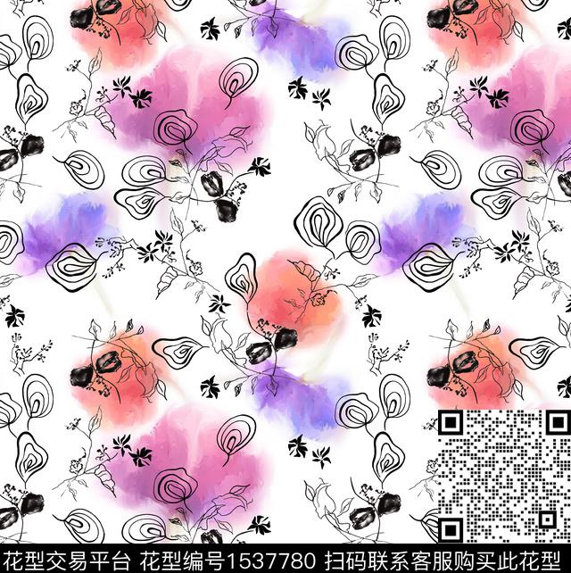 女装花卉连衣裙数码印花华亿平台下载（图片编号: 1537780） - 瓦栏（Walan）