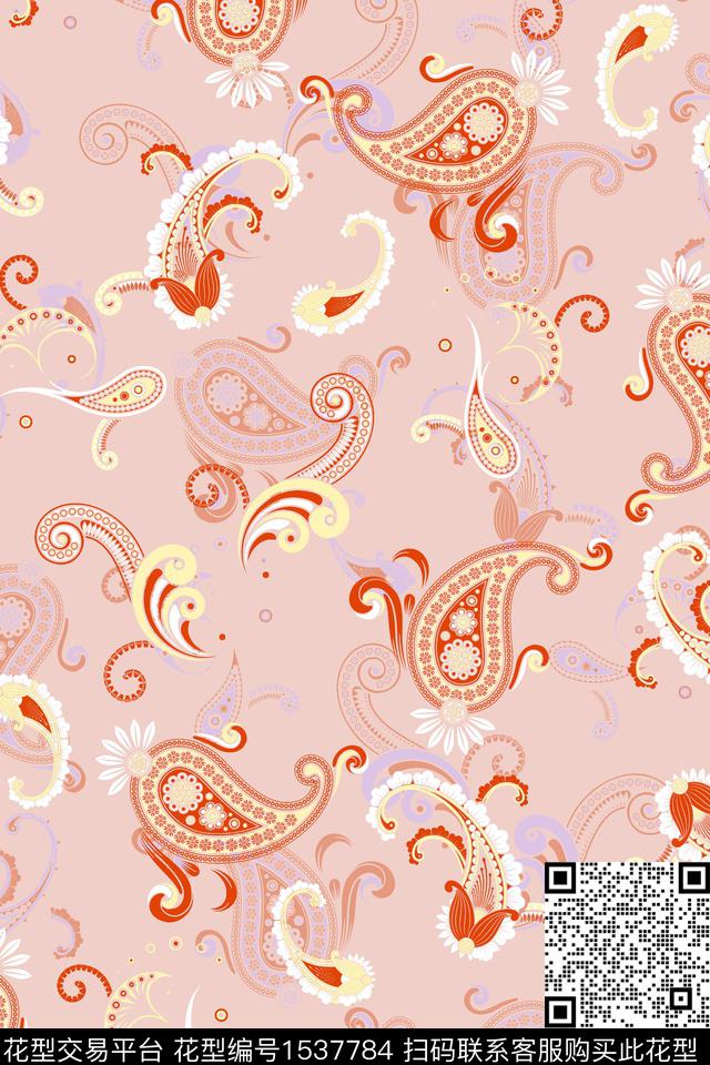 佩斯利腰果花女装数码印花华亿平台下载（图片编号: 1537784） - 瓦栏（Walan）