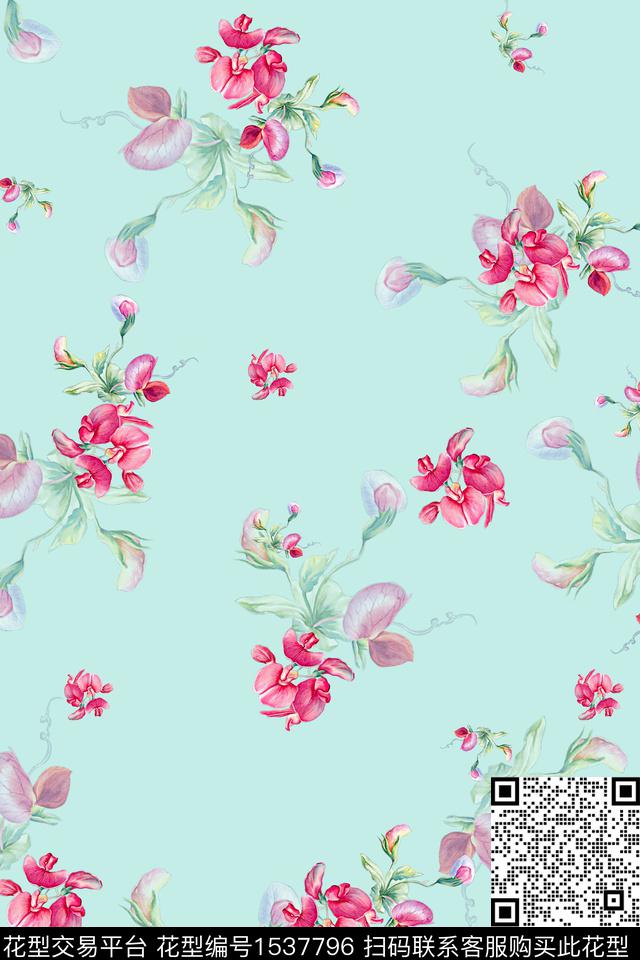 年轻女性绿植树叶花卉数码印花华亿平台下载（图片编号: 1537796） - 瓦栏（Walan）