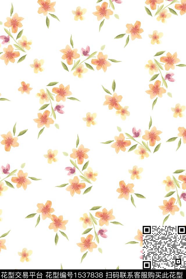 女装花卉水彩数码印花华亿平台下载（图片编号: 1537838） - 瓦栏（Walan）
