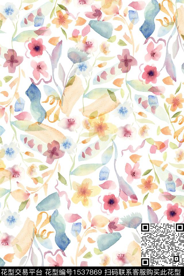 肌理笔触小碎花数码印花华亿平台下载（图片编号: 1537869） - 瓦栏（Walan）