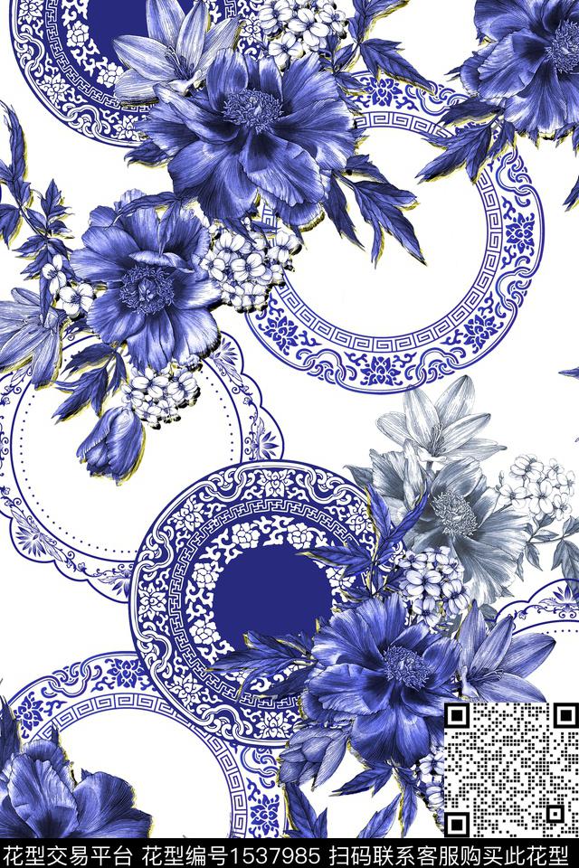 花卉民族风国风数码印花华亿平台下载（图片编号: 1537985） - 瓦栏（Walan）