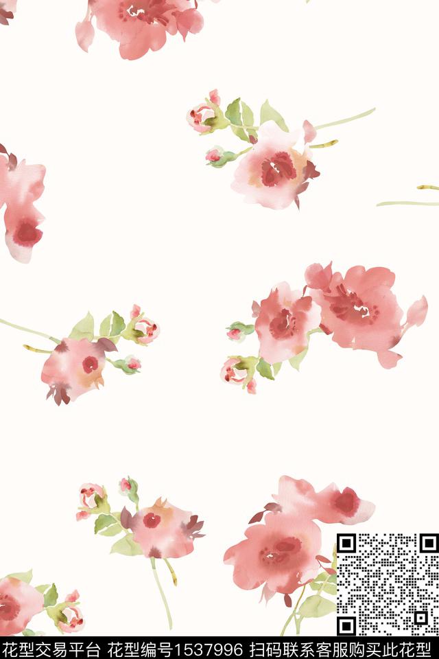 绿植树叶花卉水彩数码印花华亿平台下载（图片编号: 1537996） - 瓦栏（Walan）