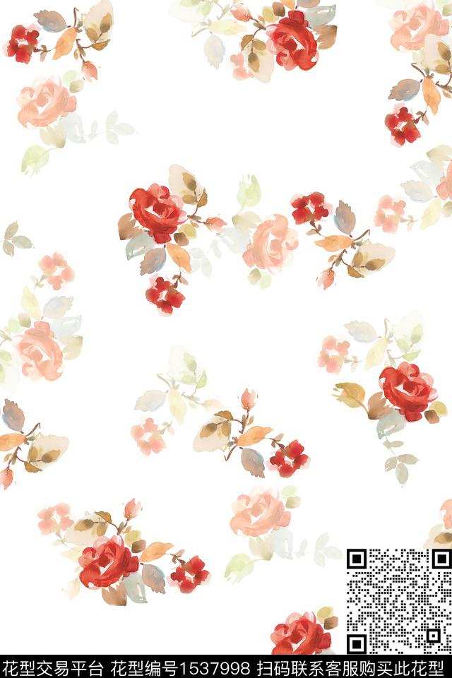 绿植树叶花卉水彩数码印花华亿平台下载（图片编号: 1537998） - 瓦栏（Walan）