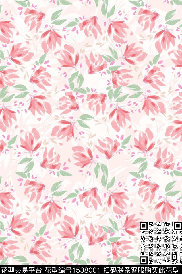 绿植树叶花卉春夏华亿平台数码印花华亿平台下载（图片编号: 1538001） - 瓦栏（Walan）