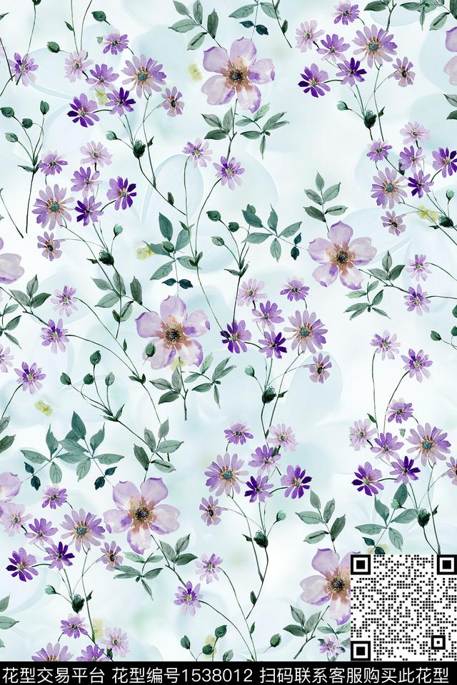 花卉水彩小碎花数码印花华亿平台下载（图片编号: 1538012） - 瓦栏（Walan）