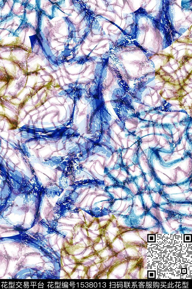 抽象拼接线条数码印花华亿平台下载（图片编号: 1538013） - 瓦栏（Walan）