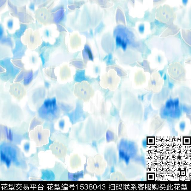 花卉模糊花卉女装数码印花华亿平台下载（图片编号: 1538043） - 瓦栏（Walan）