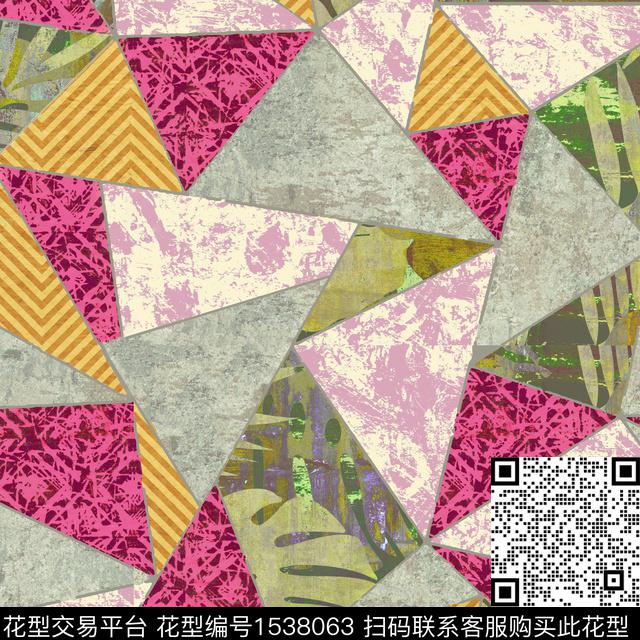 几何拼接肌理数码印花华亿平台下载（图片编号: 1538063） - 瓦栏（Walan）