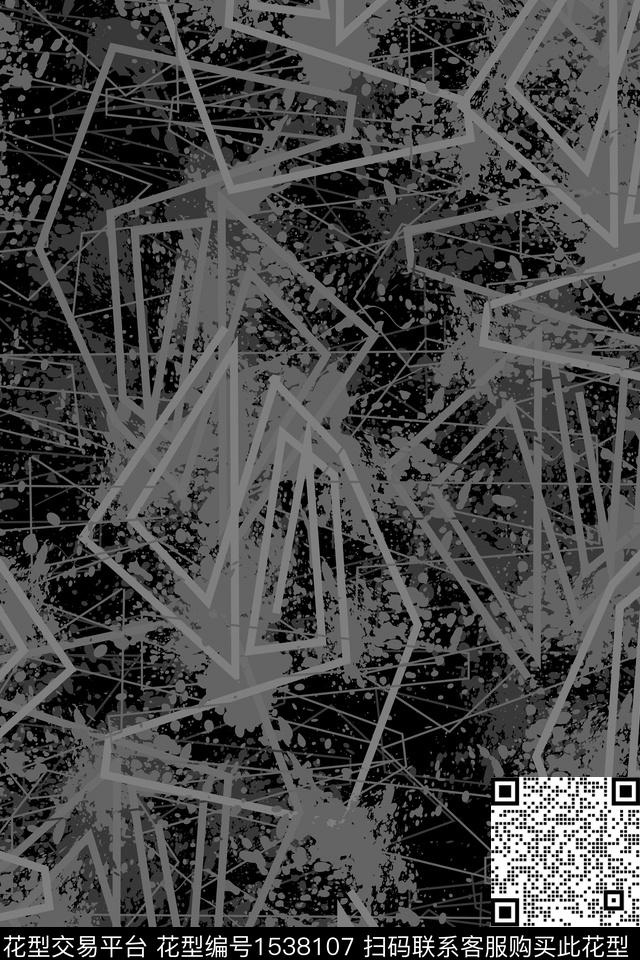 休闲几何抽象男装数码印花华亿平台下载（图片编号: 1538107） - 瓦栏（Walan）