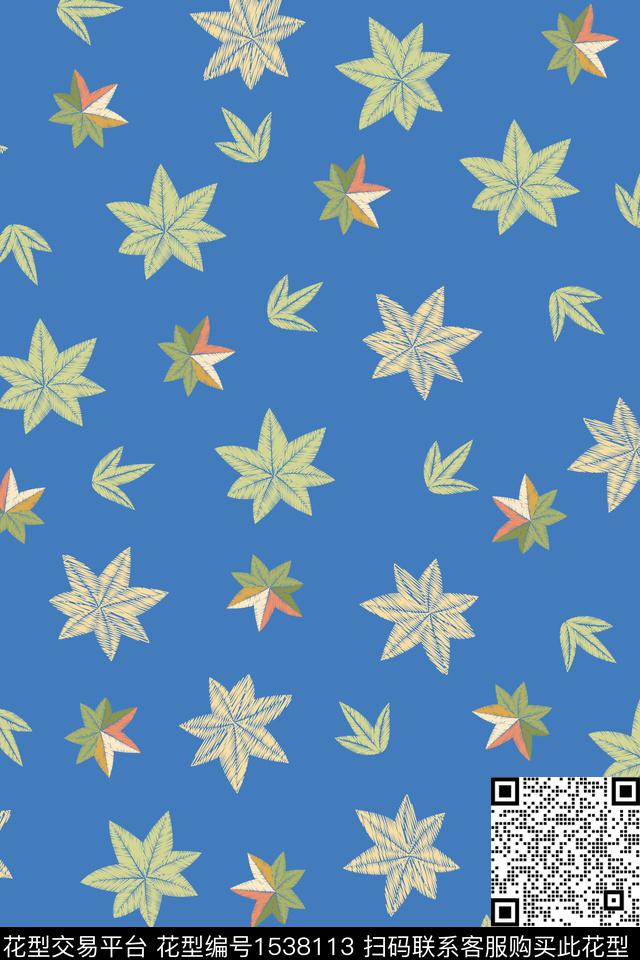 枫叶仿刺绣绣花华亿平台数码印花华亿平台下载（图片编号: 1538113） - 瓦栏（Walan）