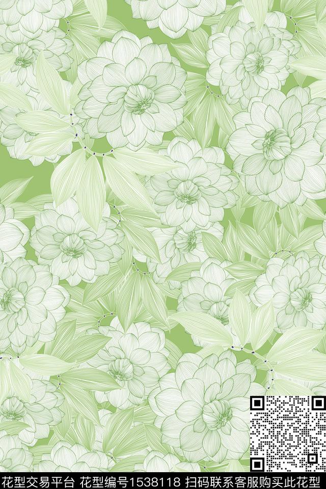 满版散花花卉大牌风数码印花华亿平台下载（图片编号: 1538118） - 瓦栏（Walan）