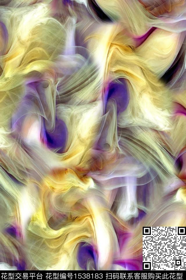 肌理抽象女装数码印花华亿平台下载（图片编号: 1538183） - 瓦栏（Walan）